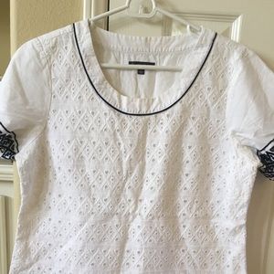 Catherine Malandrino eyelet cotton linen top